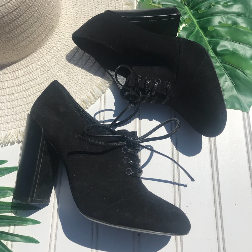 Tory Burch Leather Lace Up Booties - Picture 1 of 8